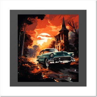 old school car art vintage design classic car Posters and Art